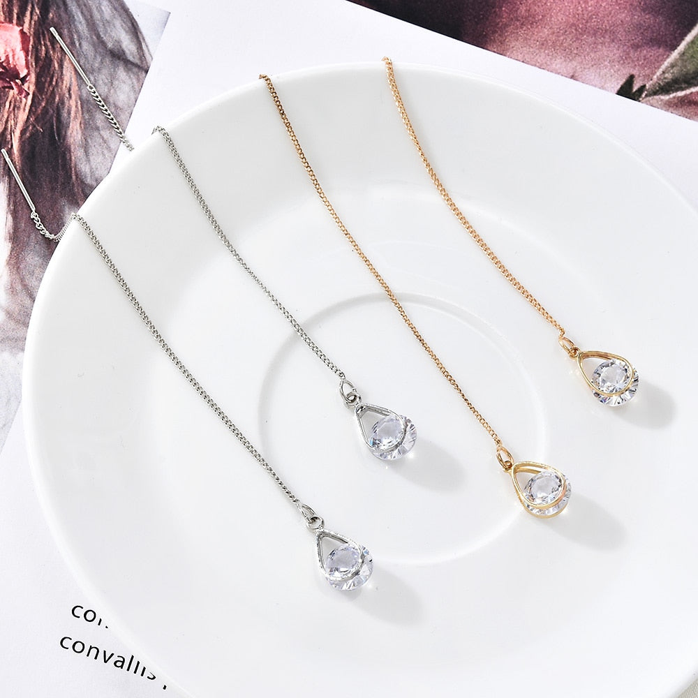 Women's Water Drop Chain Earrings