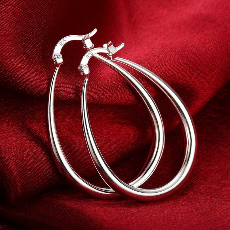Women's 925 Sterling Silver Smooth Teardrop Earrings