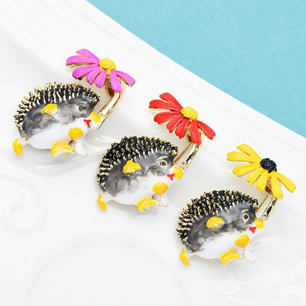 Crystal Hedgehog  with Flower Brooch - Wnkrs