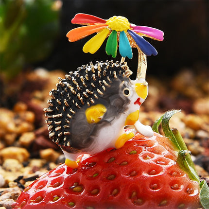 Crystal Hedgehog  with Flower Brooch - Wnkrs