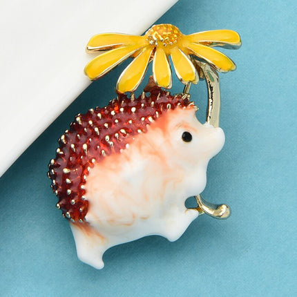 Crystal Hedgehog  with Flower Brooch - Wnkrs