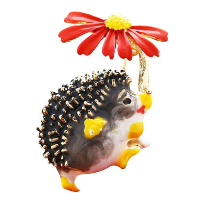 Crystal Hedgehog  with Flower Brooch - Wnkrs