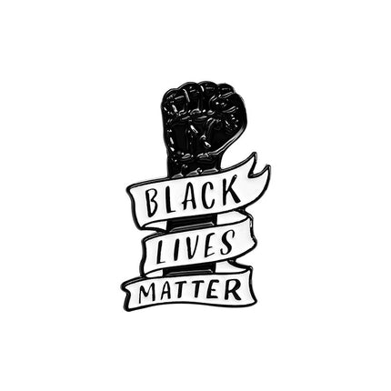 Black Lives Matter Raised Fist Shaped Enamel Brooch - Wnkrs