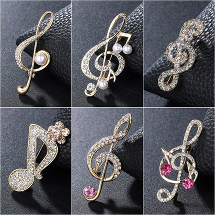 Crystal Musical Note Brooch - Wnkrs