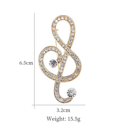Crystal Musical Note Brooch - Wnkrs
