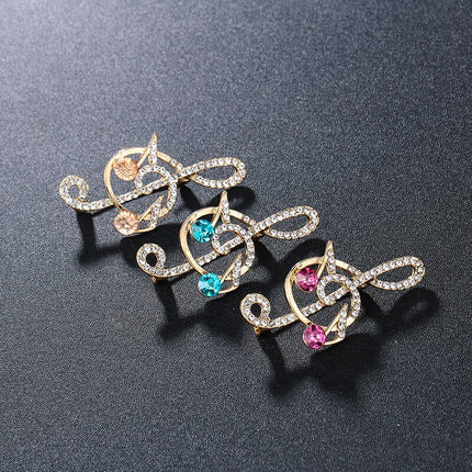 Crystal Musical Note Brooch - Wnkrs