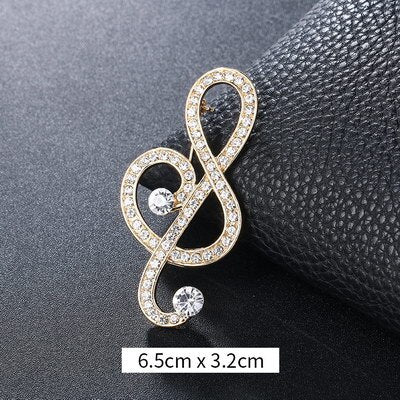 Crystal Musical Note Brooch - Wnkrs