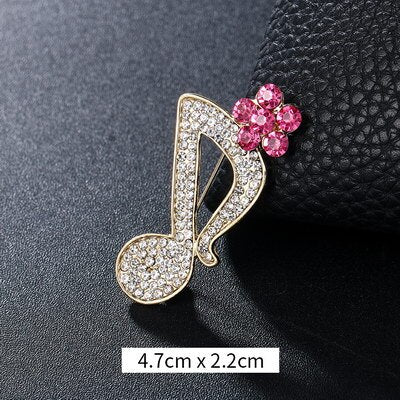 Crystal Musical Note Brooch - Wnkrs