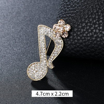 Crystal Musical Note Brooch - Wnkrs