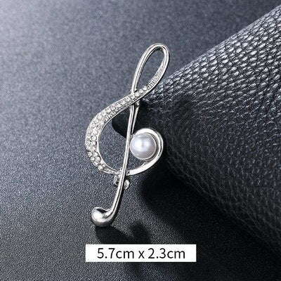 Crystal Musical Note Brooch - Wnkrs