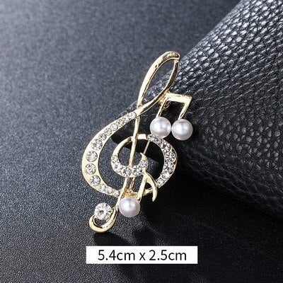 Crystal Musical Note Brooch - Wnkrs