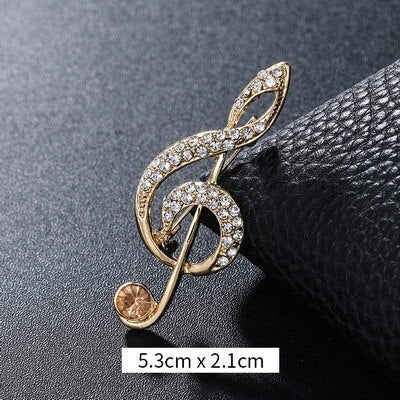 Crystal Musical Note Brooch - Wnkrs
