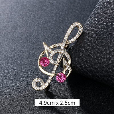 Crystal Musical Note Brooch - Wnkrs