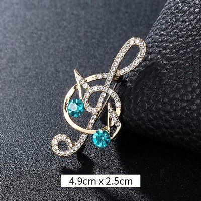 Crystal Musical Note Brooch - Wnkrs