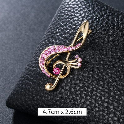 Crystal Musical Note Brooch - Wnkrs