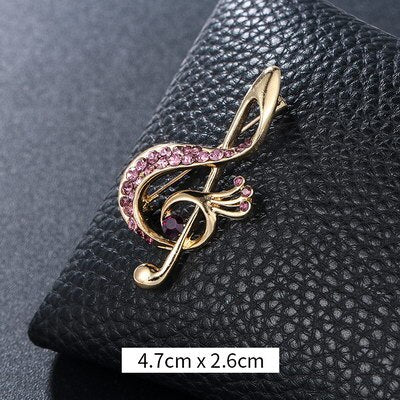 Crystal Musical Note Brooch - Wnkrs