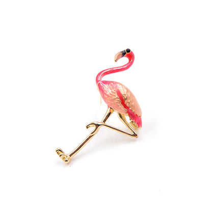 Cute Enamel Flamingo Shaped Brooch - Wnkrs