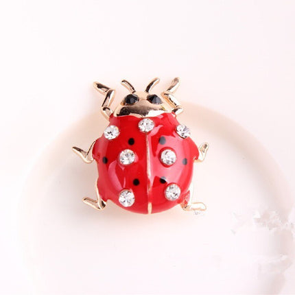 Colorful Ladybug Brooch with Rhinestone - Wnkrs