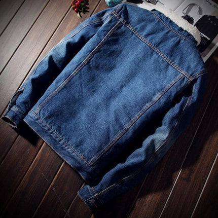 Men's Warm Fleece Denim Jacket with Fur - Wnkrs