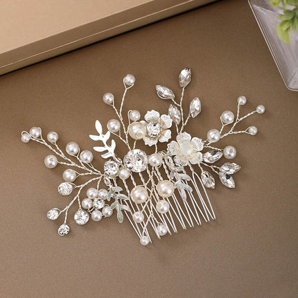 Handmade Pearls Design White Side Comb - Wnkrs