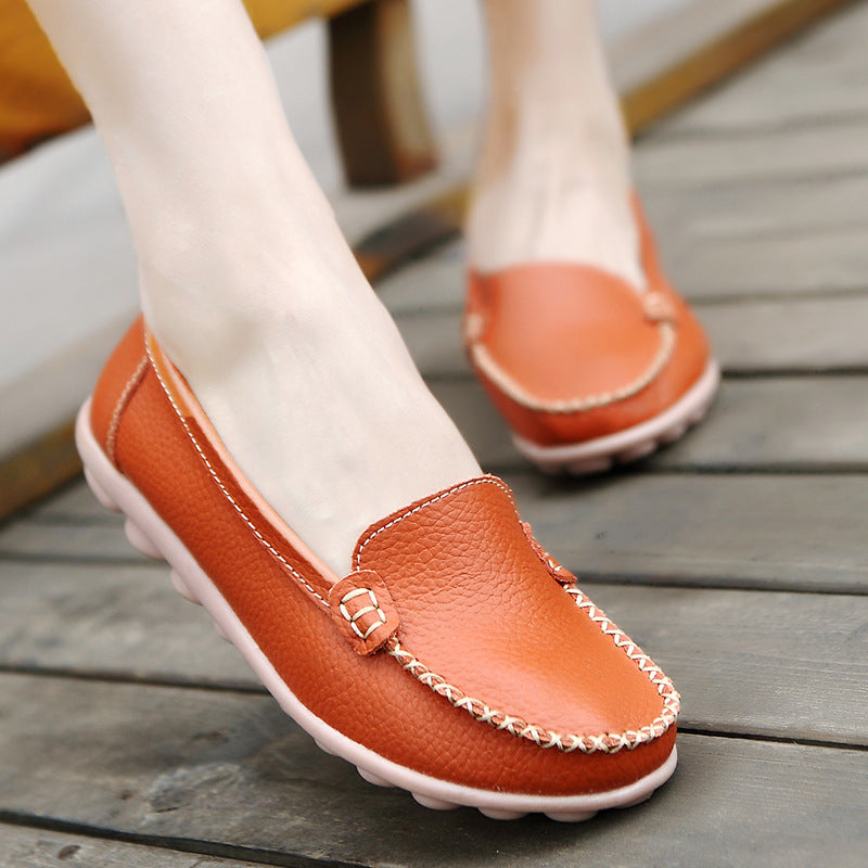 Casual Slip-On Leather Women's Loafer Shoes