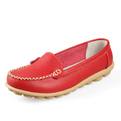 Casual Slip-On Leather Women's Loafer Shoes - Wnkrs