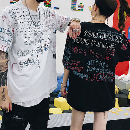 Men's Hip-Hop Style Graffiti Printed T-Shirt - Wnkrs
