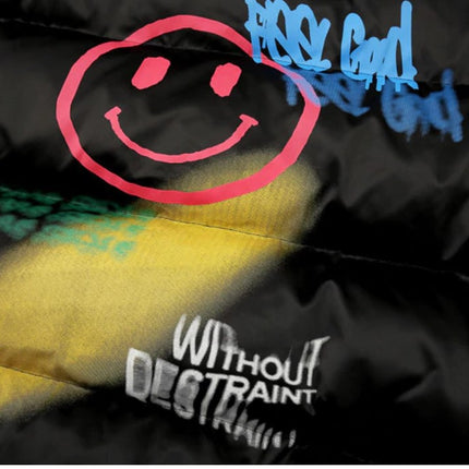 Men's Graffiti Print Puffer Jacket - Wnkrs