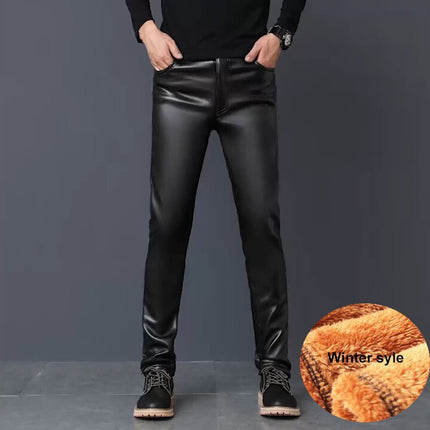 Men's Faux Leather Warm Pants - Wnkrs