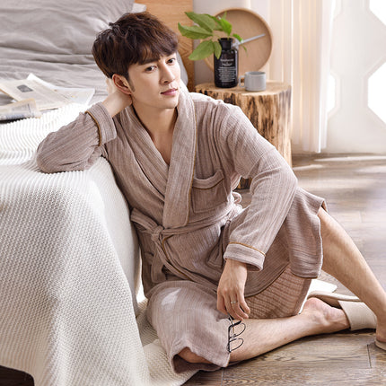 Men's Apricot Coral Velvet Robe with Belt - Wnkrs