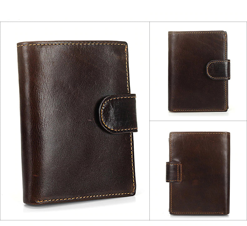 Vintage Bi-Fold Genuine Leather Wallet for Men