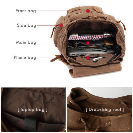 Men's Retro Canvas Drawstring Backpack - Wnkrs