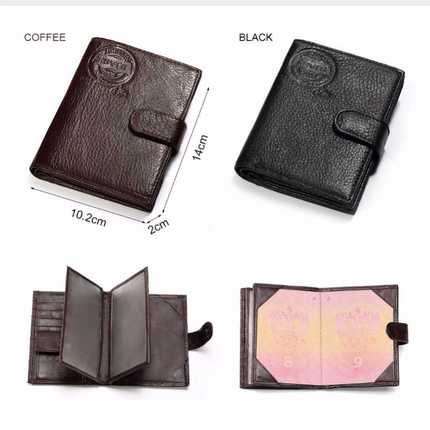 Vertical Leather Wallet with Passport Holder for Men - Wnkrs