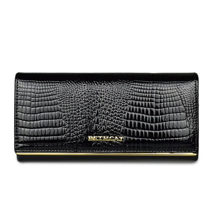 Women's Alligator Style Leather Wallet - Wnkrs