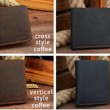 Vintage Cross and Vertical Style Men's Genuine Leather Wallet - Wnkrs