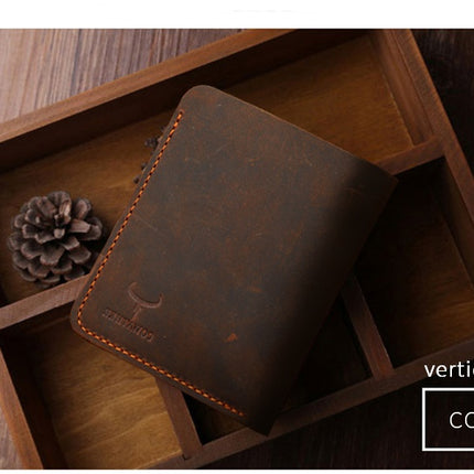 Vintage Cross and Vertical Style Men's Genuine Leather Wallet - Wnkrs