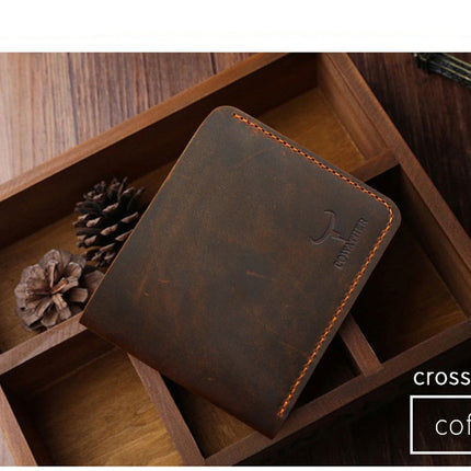 Vintage Cross and Vertical Style Men's Genuine Leather Wallet - Wnkrs