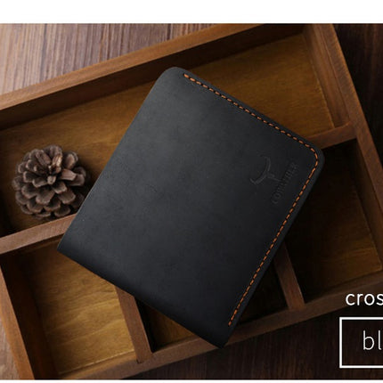 Vintage Cross and Vertical Style Men's Genuine Leather Wallet - Wnkrs
