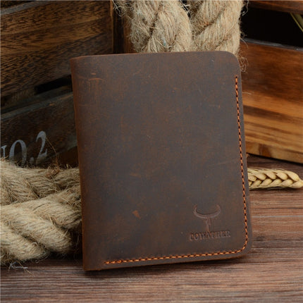 Vintage Cross and Vertical Style Men's Genuine Leather Wallet - Wnkrs