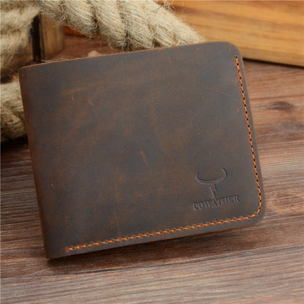 Vintage Cross and Vertical Style Men's Genuine Leather Wallet - Wnkrs