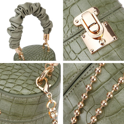 Women's Crocodile Pattern Round Bucket Bag - Wnkrs