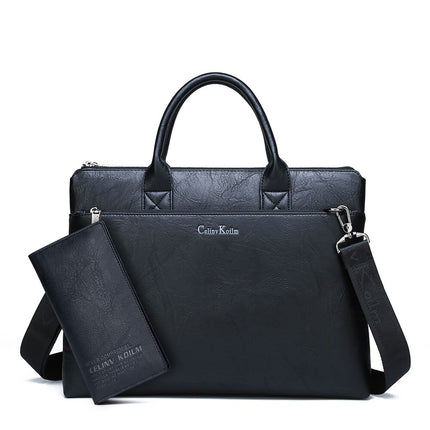 Men's Office Leather Shoulder Bag - Wnkrs