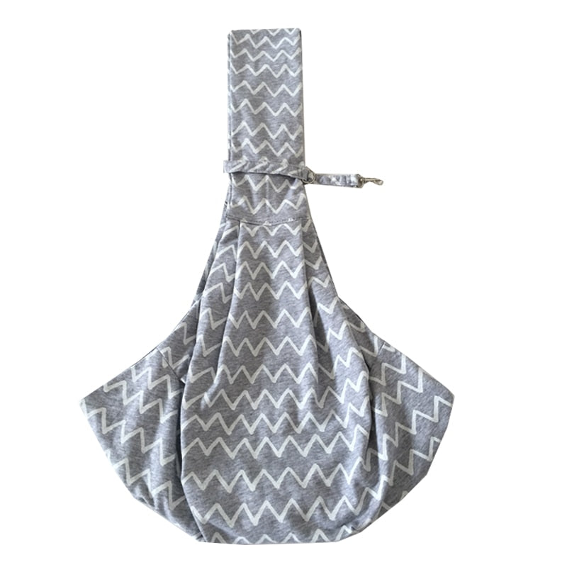 Grey Striped Cotton Pet's Sling Carrier Bag