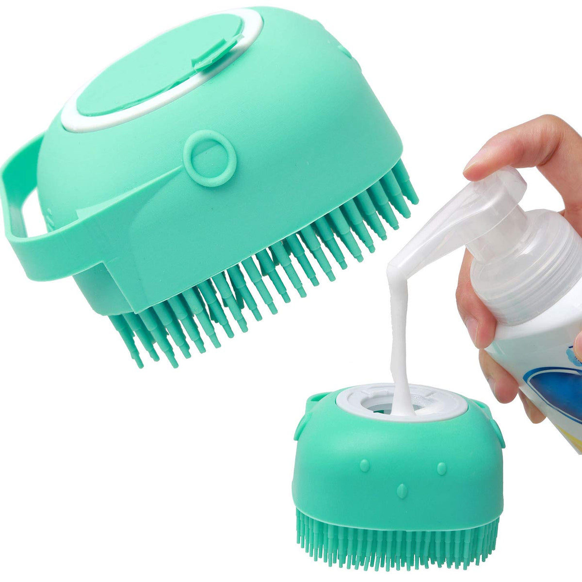 Dog Bath Massage Brush with Shampoo Dispenser