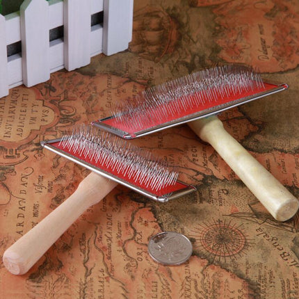 Pet's Needle Comb With Wooden Handle - wnkrs