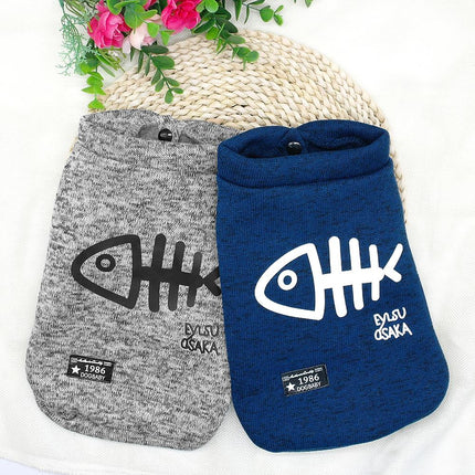 Cute Fish Bone Printed Hoodies for Small Dogs - wnkrs