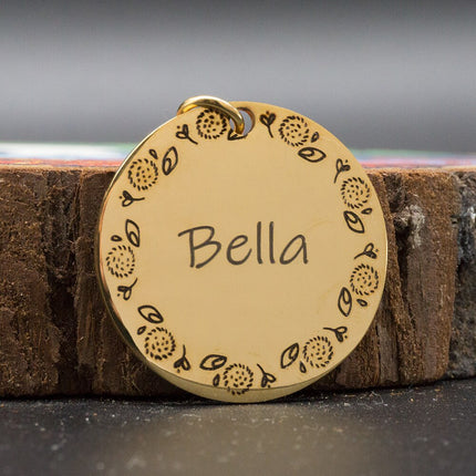 Personalized Patterned Round Dog ID Tag - wnkrs