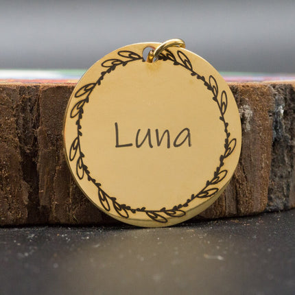 Personalized Patterned Round Dog ID Tag - wnkrs