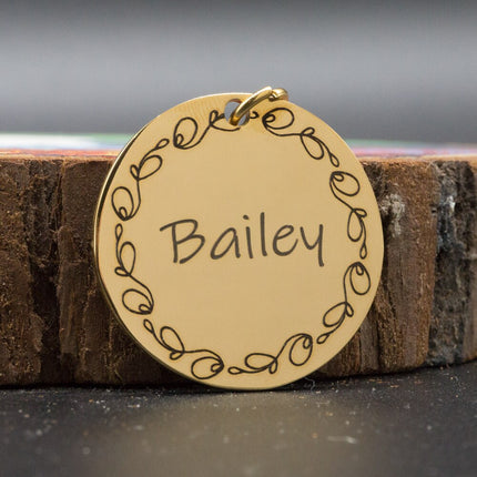 Personalized Patterned Round Dog ID Tag - wnkrs