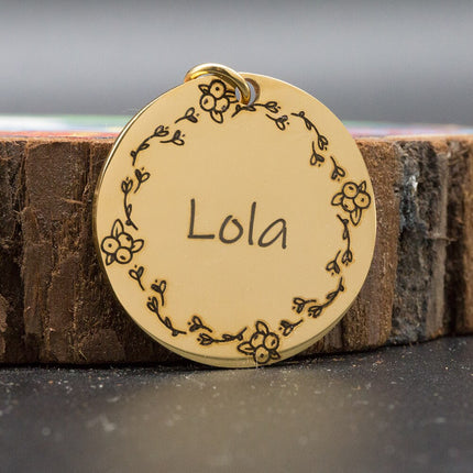 Personalized Patterned Round Dog ID Tag - wnkrs